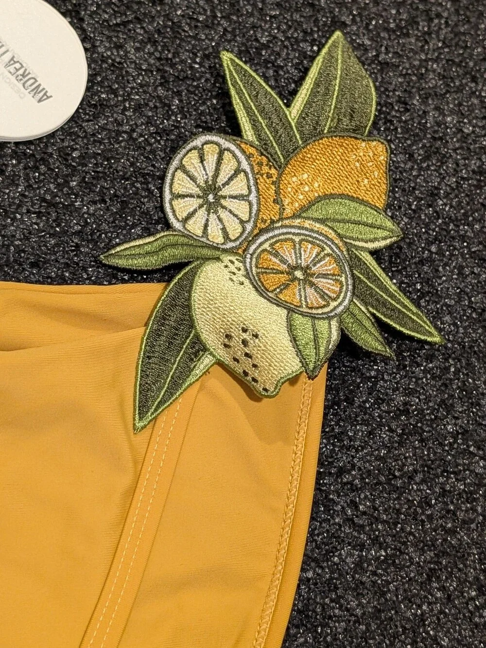 Andrea Iyamah Mona Embroidered Bikini Bottom in Yellow XXL